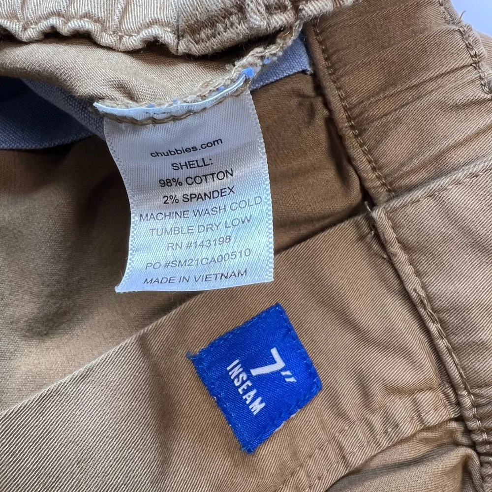 Chubbies Originals Shorts Mens Large Tan Khaki 7 Inch Inseam Stretch Chino Twill - Picture 4 of 10